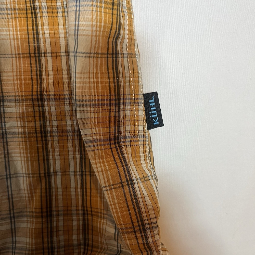 Kuhl Mens Size Large Mountain Grown Plaid Short Sleeve Cotton Linen Blend Shirt - Picture 6 of 10